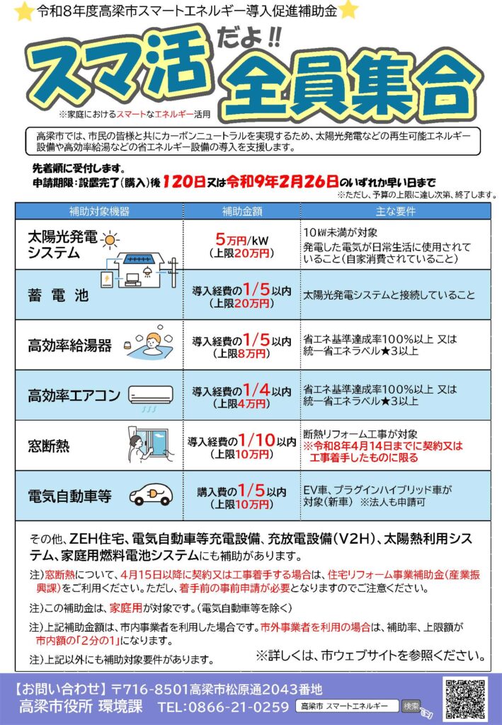 高梁市スマートエネルギー導入促進補助金